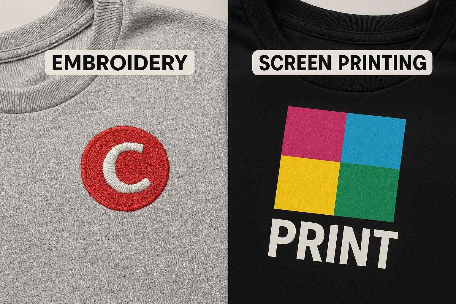 Perbandingan bordir dan sablon pada pakaian custom