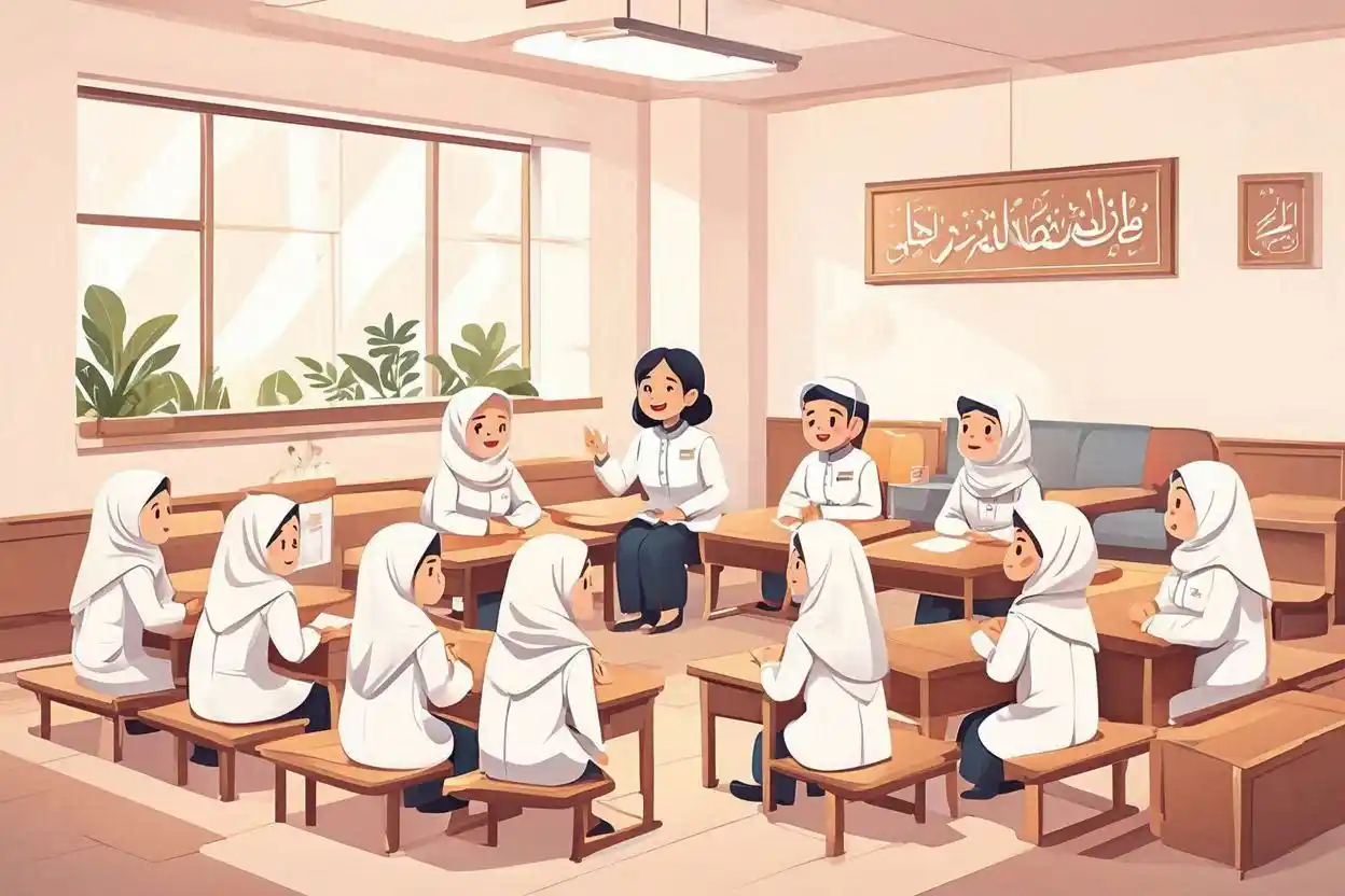 Ilustrasi SMP Islam favorit rekomendasi Jogja dengan suasana belajar islami yang hangat dan berkualitas